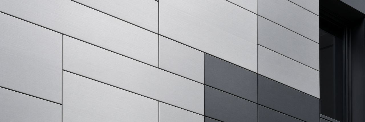 Aluminium cladding panel detail on a modern facade