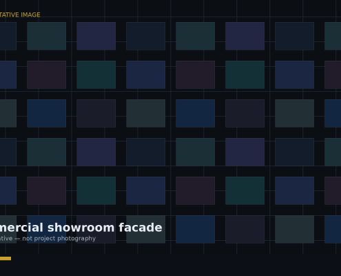 Representative commercial showroom facade — not project photography